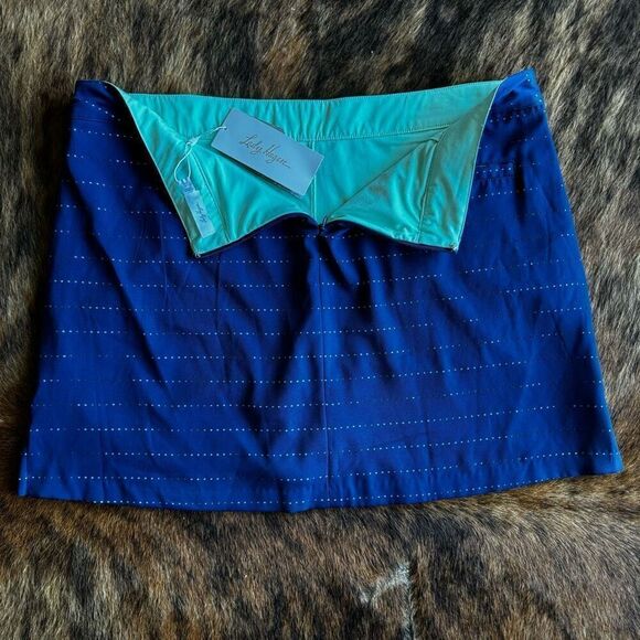 LADY HAGEN Blue Eyelet Turquoise Lined Athleisure Skort Size 16 NWT - Picture 4 of 12